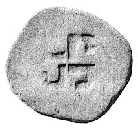Ancient Greek coin depicting a swastika