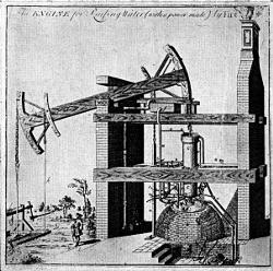[An explanatory drawing of the Newcomen pumping engine, drawn in 1717